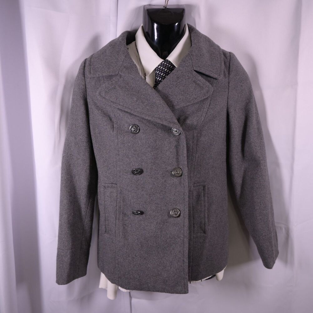 Old‎ Navy Gray Double Breasted Pea Coat Womens Small Recycled Wool